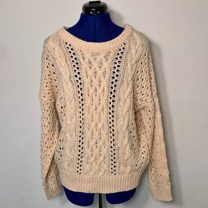 Biege Pink Cable Knit Sweater in Womens Size Small or Medium